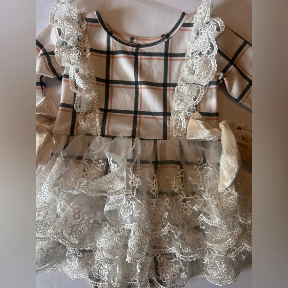 Be Girl Plaid & Lace Romper